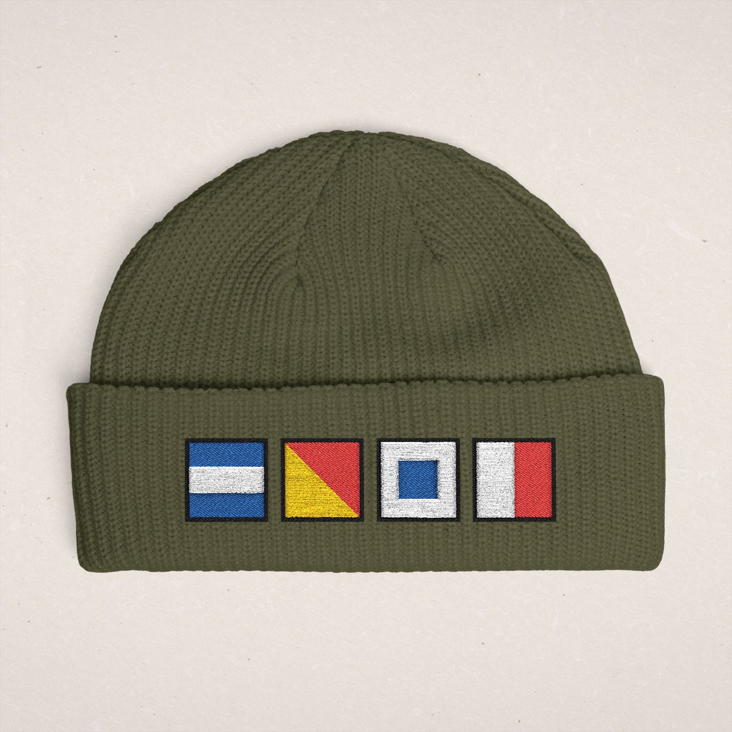 Nautical Signal Flags Cuff Beanie | Embroidered