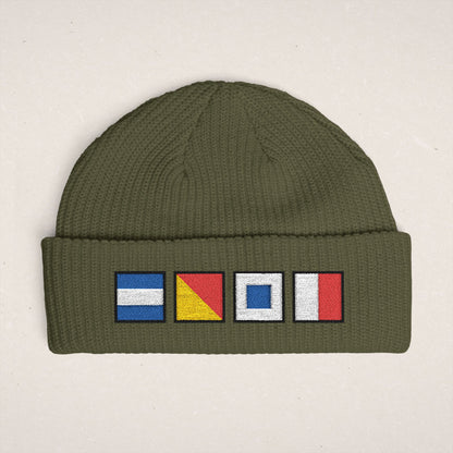 Nautical Signal Flags Cuff Beanie | Embroidered