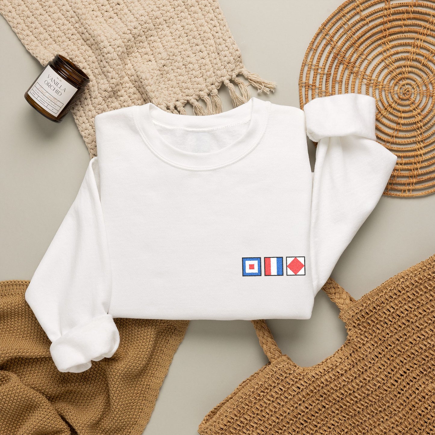 Personalized Embroidered Nautical Flag Sweatshirt
