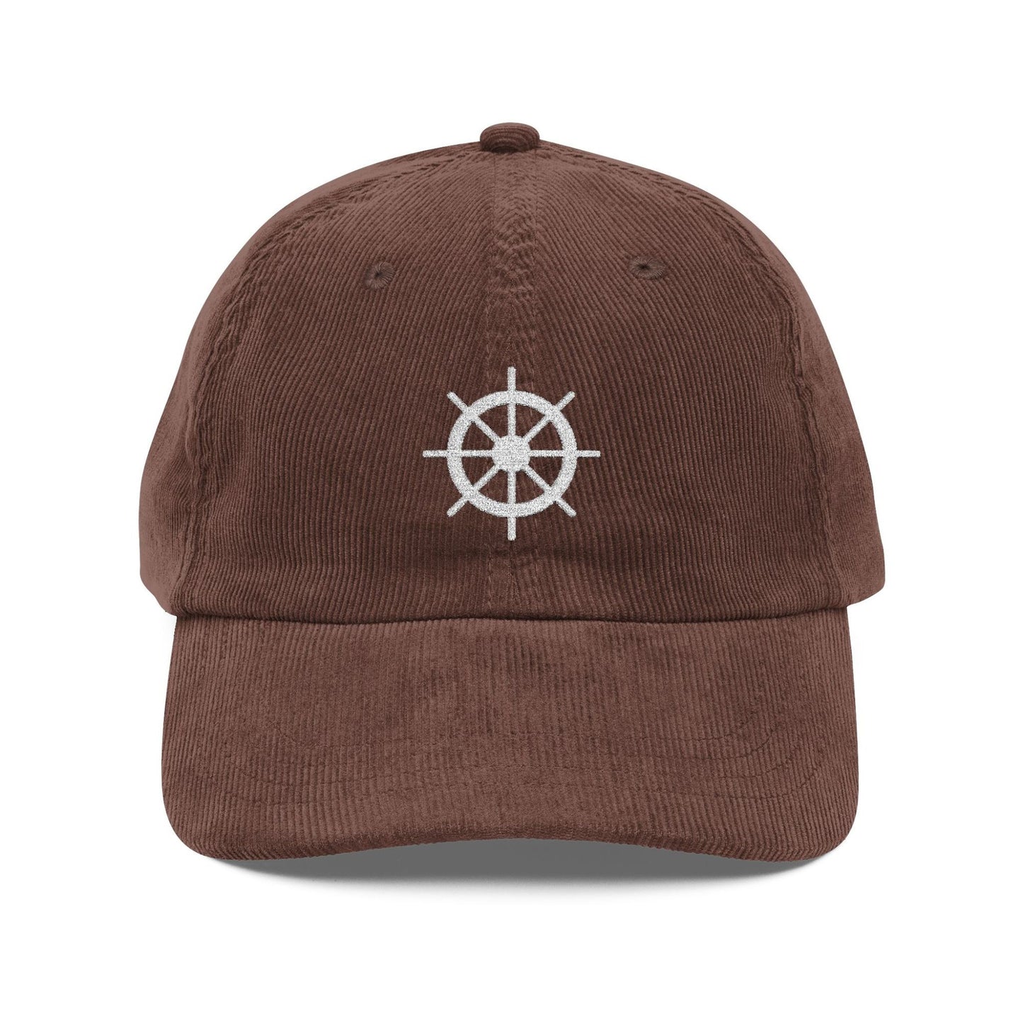 Embroidered Ship Wheel Corduroy Hat