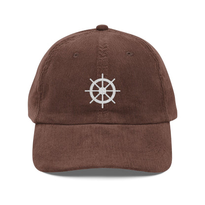 Embroidered Ship Wheel Corduroy Hat