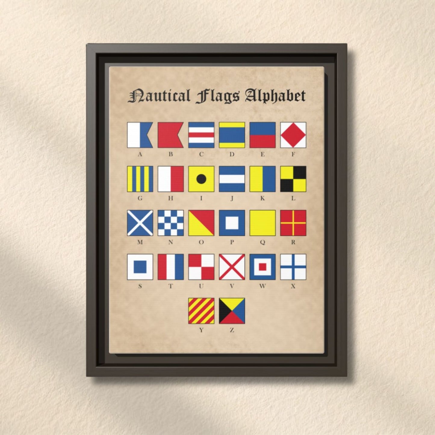 Nautical Flags Alphabet Framed Matte Canvas