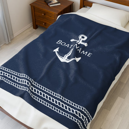 Velveteen Plush Blanket with Anchor