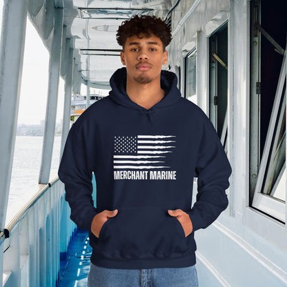 Merchant Mariner Hooded Sweatshirt with American Flag