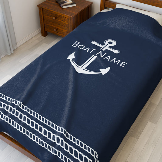 Velveteen Plush Blanket with Anchor