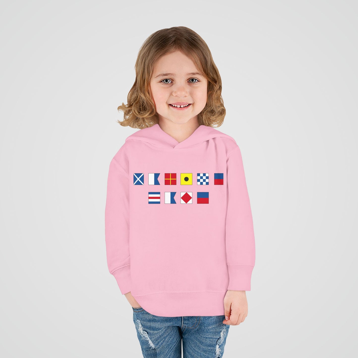 Toddler Fleece Hoodie with Nautical Flags