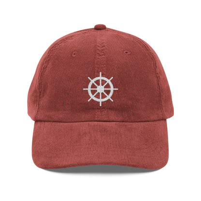 Embroidered Ship Wheel Corduroy Hat