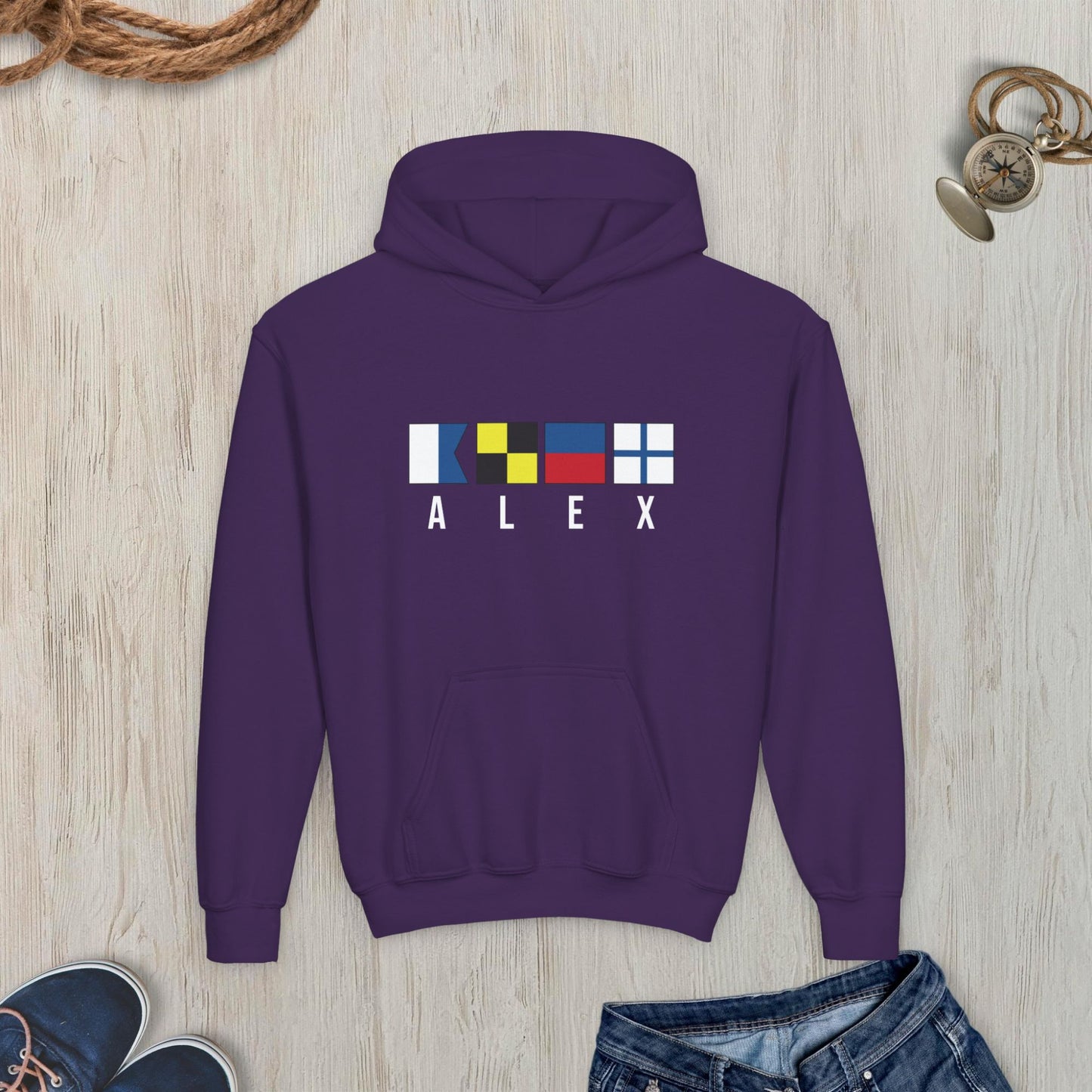 Nautical Signal Flags Youth Hoodie