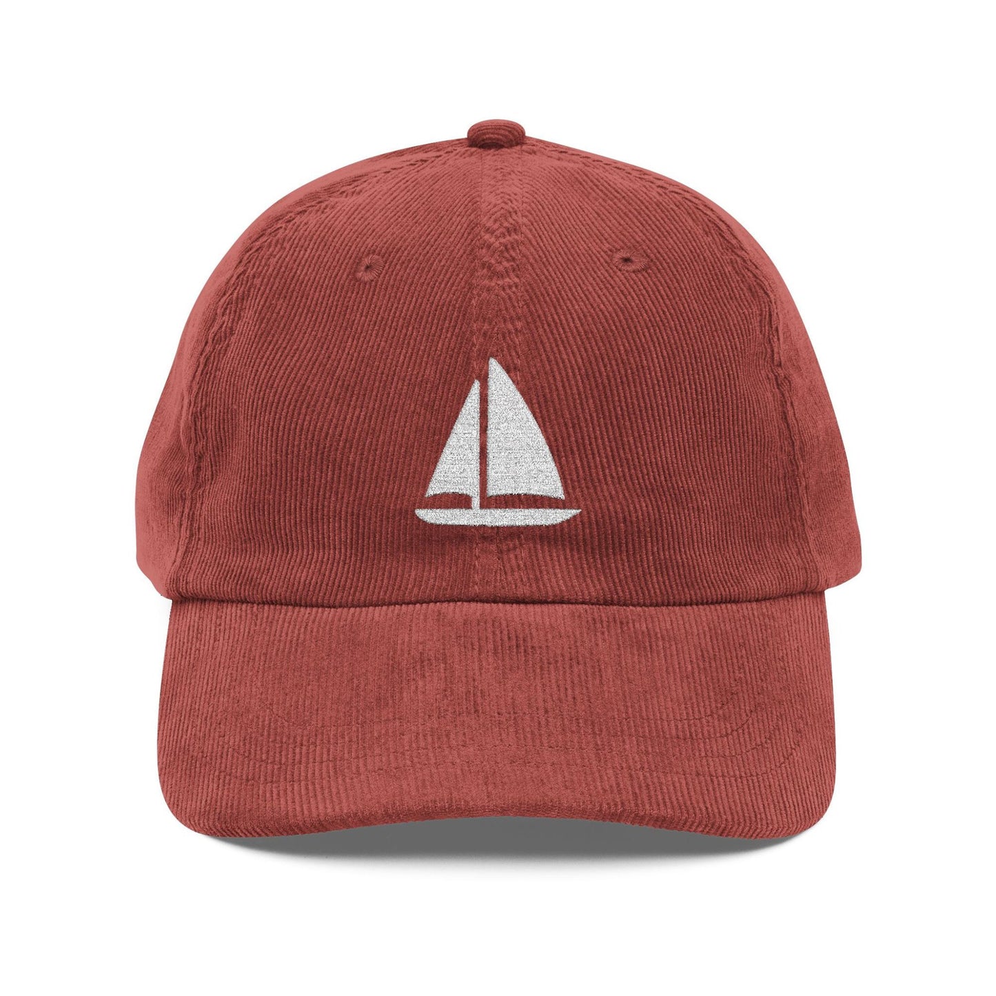 Embroidered Sailboat Corduroy Hat