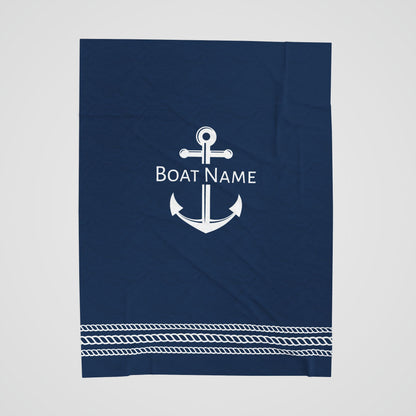 Velveteen Plush Blanket with Anchor