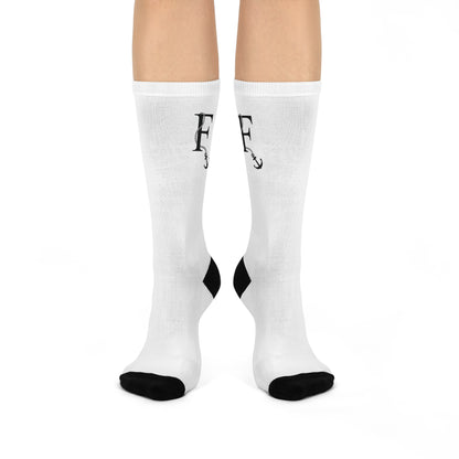 Nautical Monogram White Cushioned Crew Socks