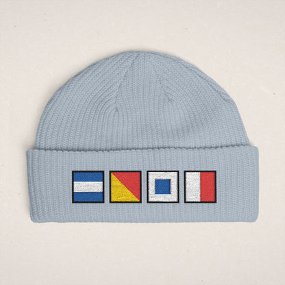Nautical Signal Flags Cuff Beanie | Embroidered
