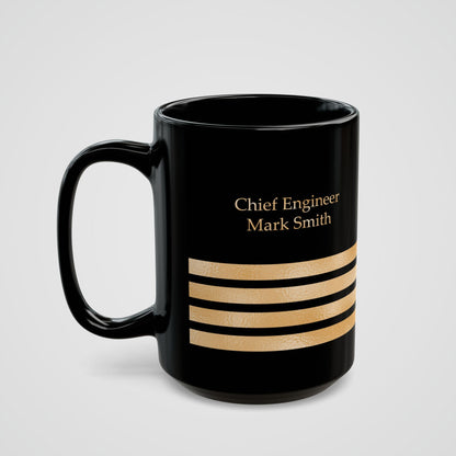 Black Mug with Ship Engineer Insignia