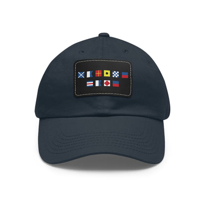 Nautical Flags Dad Hat with Leather Patch (Rectangle)