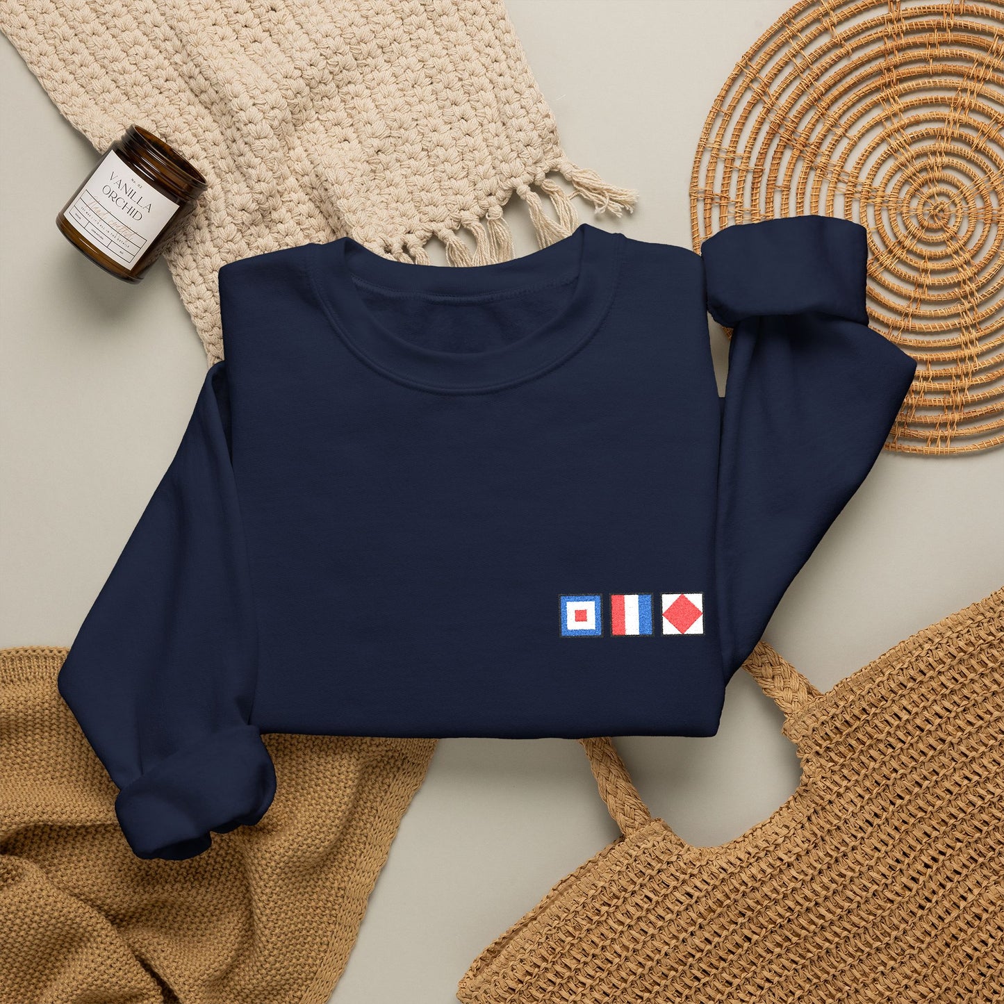 Personalized Embroidered Nautical Flag Sweatshirt