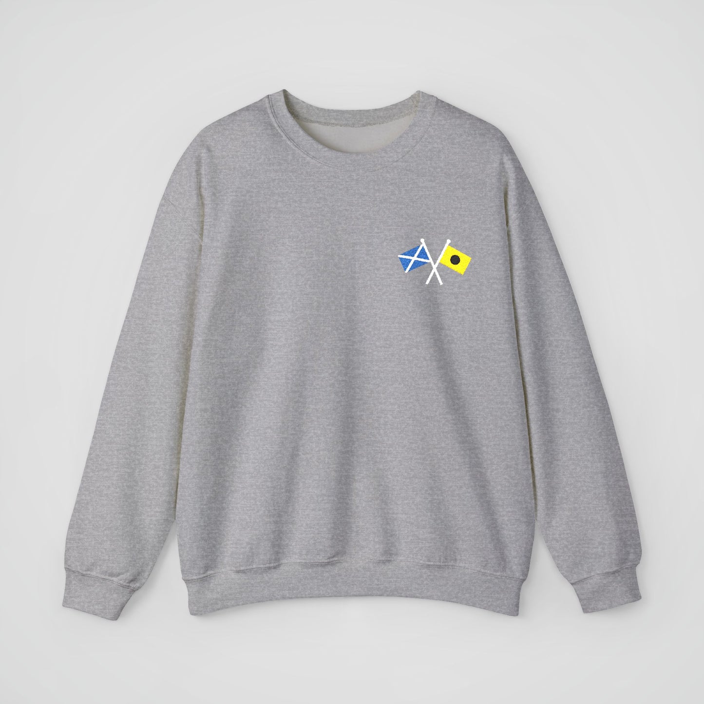 Personalized Embroidered Sweatshirt - Crossed Nautical Flags