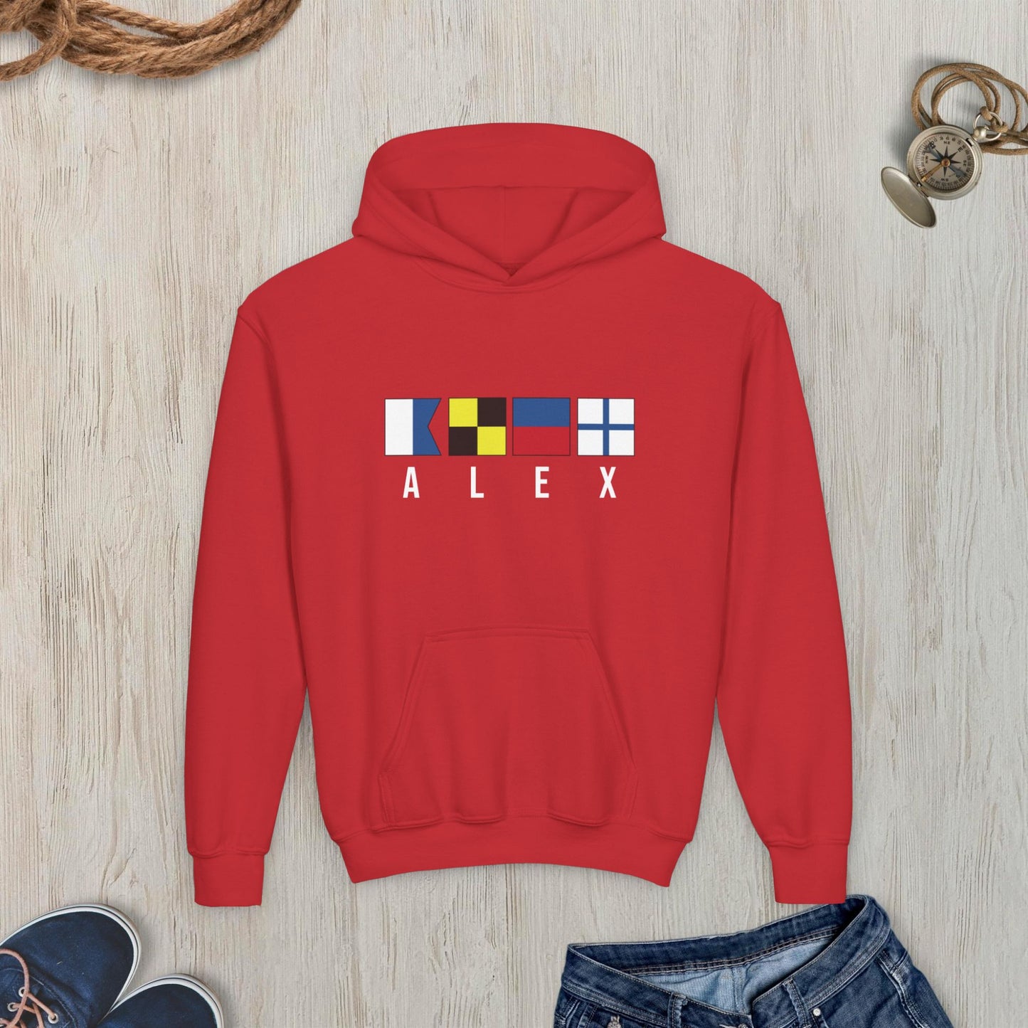 Nautical Signal Flags Youth Hoodie