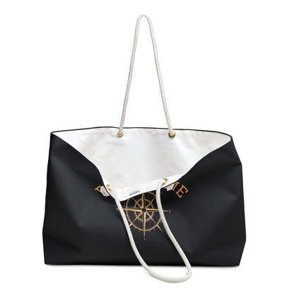Personalized Boat Name Weekender – Nautical Tote with Compass & Rope Handles