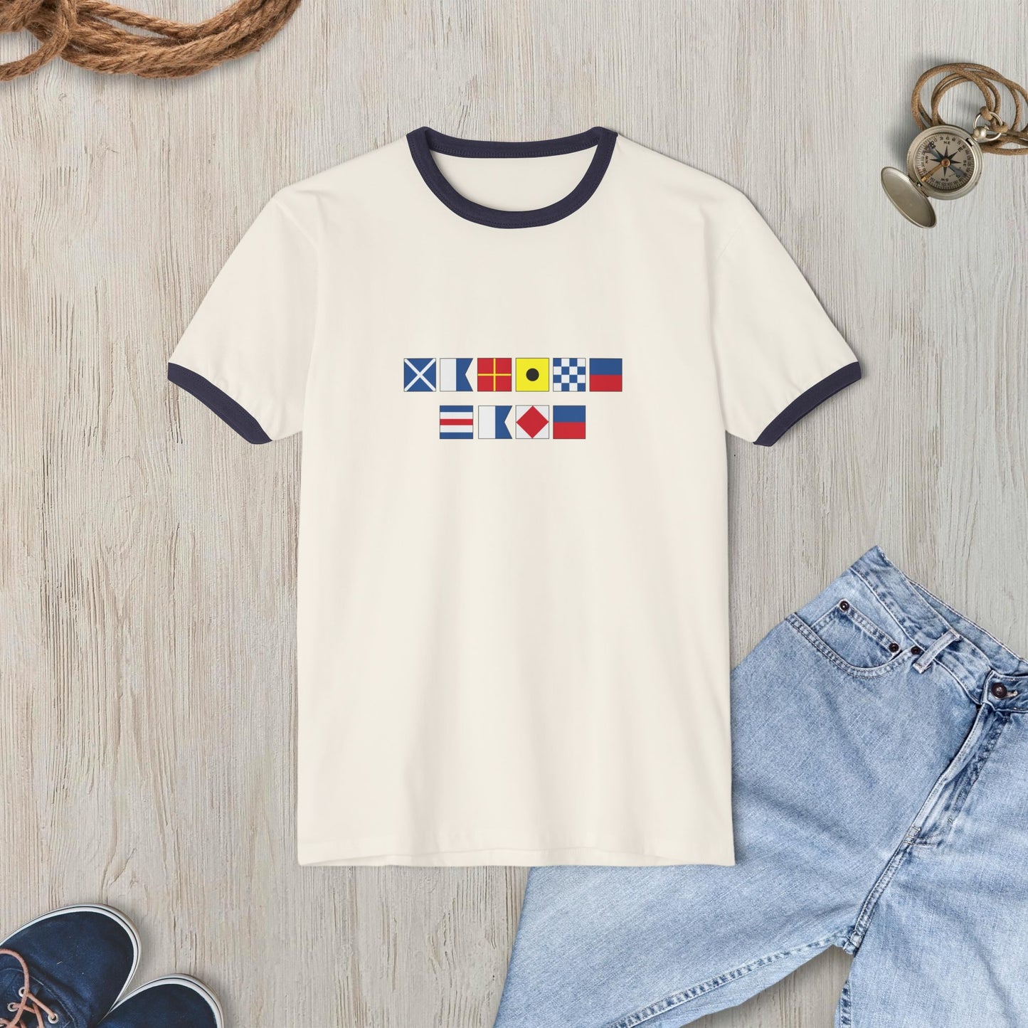 Personalized Nautical Flags Ringer T Shirt
