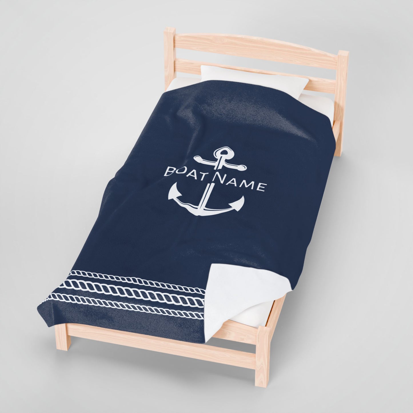 Velveteen Plush Blanket with Anchor