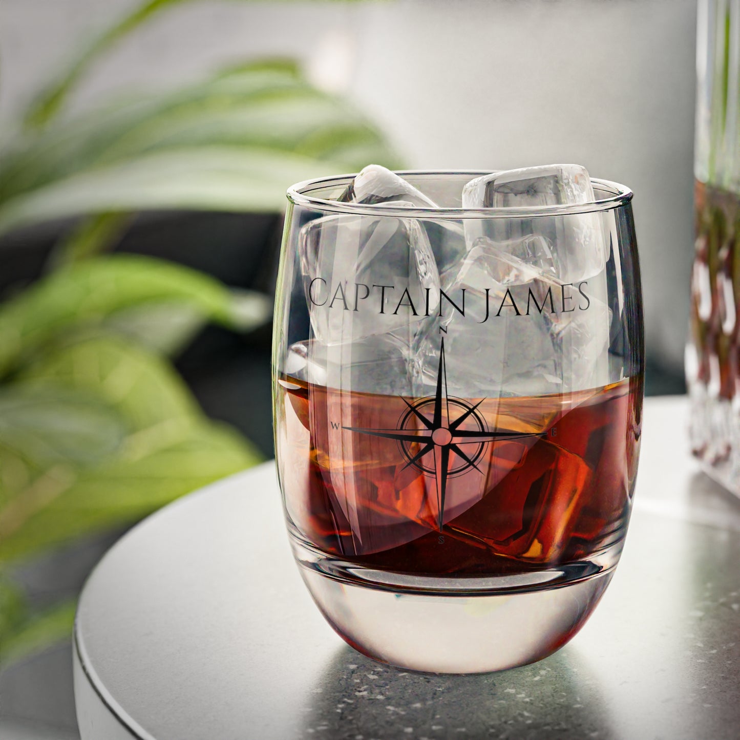 Personalized Nautical Compass Whiskey Glass