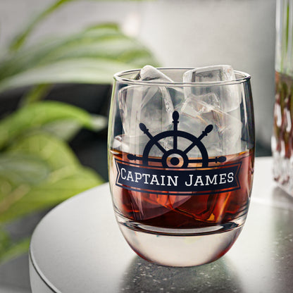 Personalized Ship Wheel Whiskey Glass