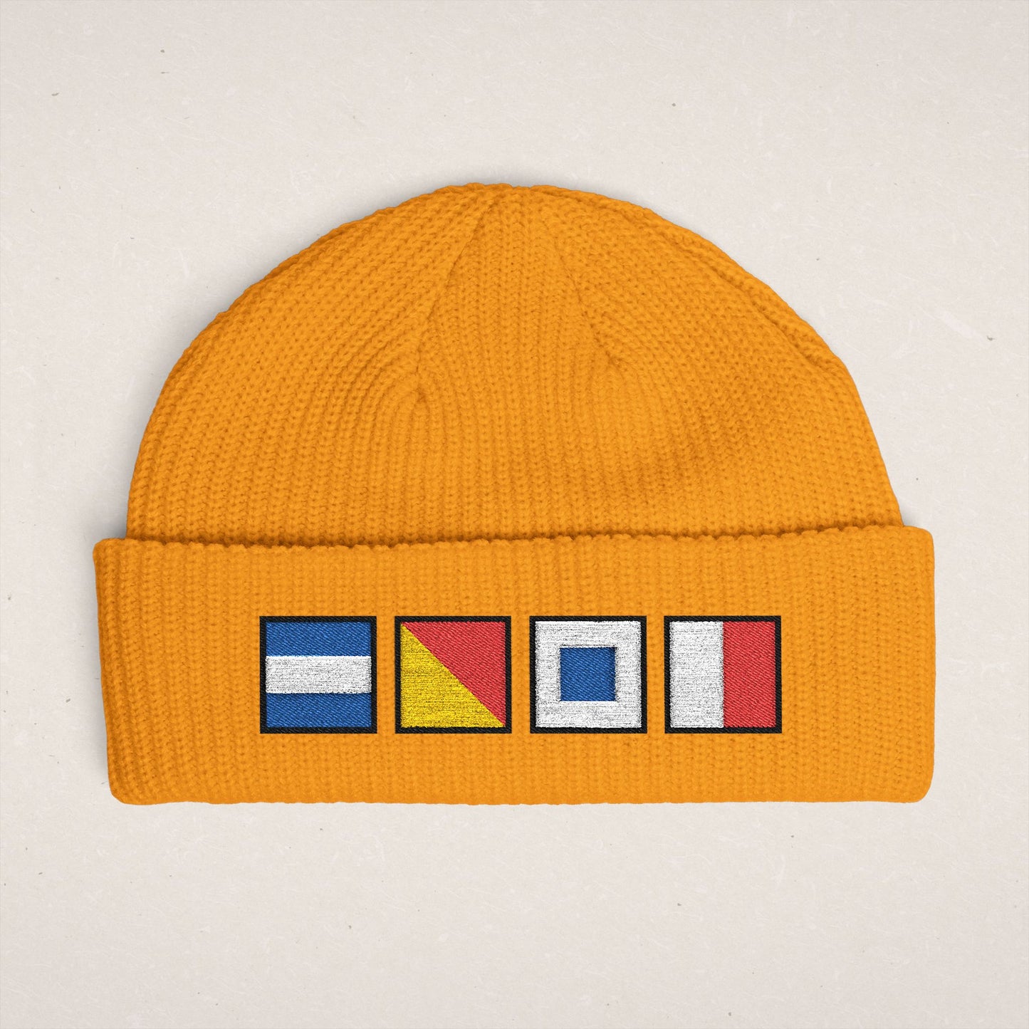 Nautical Signal Flags Cuff Beanie | Embroidered