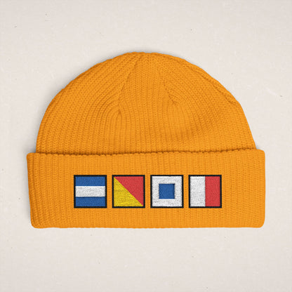 Nautical Signal Flags Cuff Beanie | Embroidered