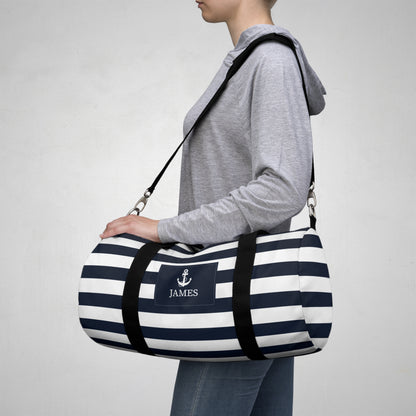Striped Nautical Duffel Bag – Personalized Anchor Sports & Travel Bag