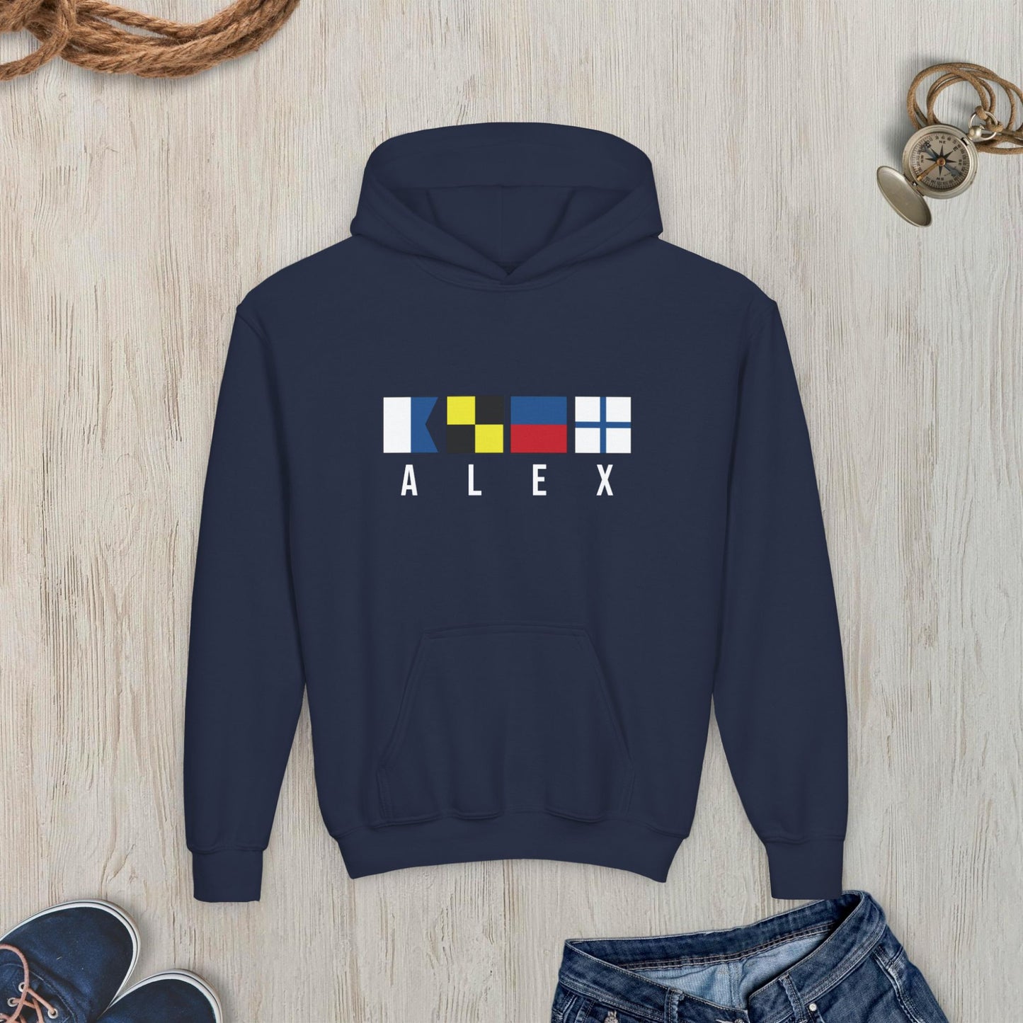 Nautical Signal Flags Youth Hoodie