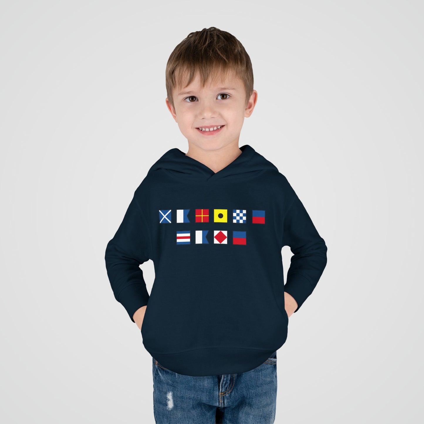 Toddler Fleece Hoodie with Nautical Flags