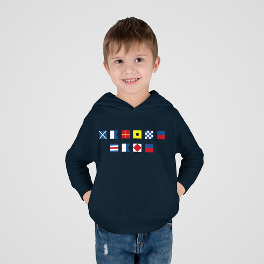 Toddler Fleece Hoodie with Nautical Flags