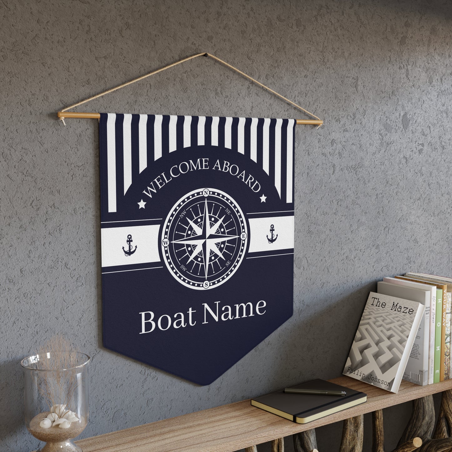 Nautical Pennant – Compass & Anchor Boat or Home Decor