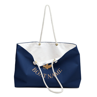Personalized Boat Name Weekender – Anchor Design Nautical Tote