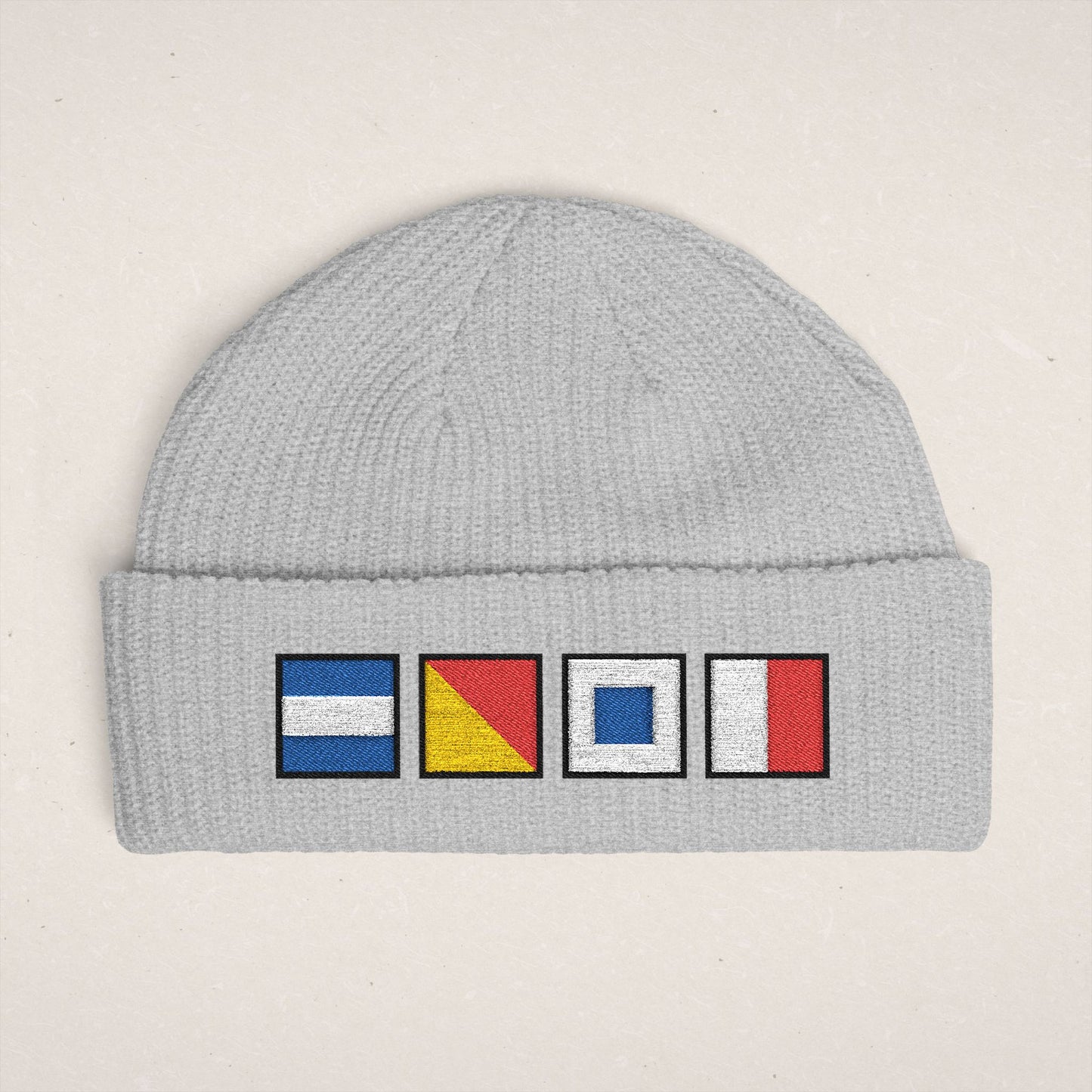Nautical Signal Flags Cuff Beanie | Embroidered