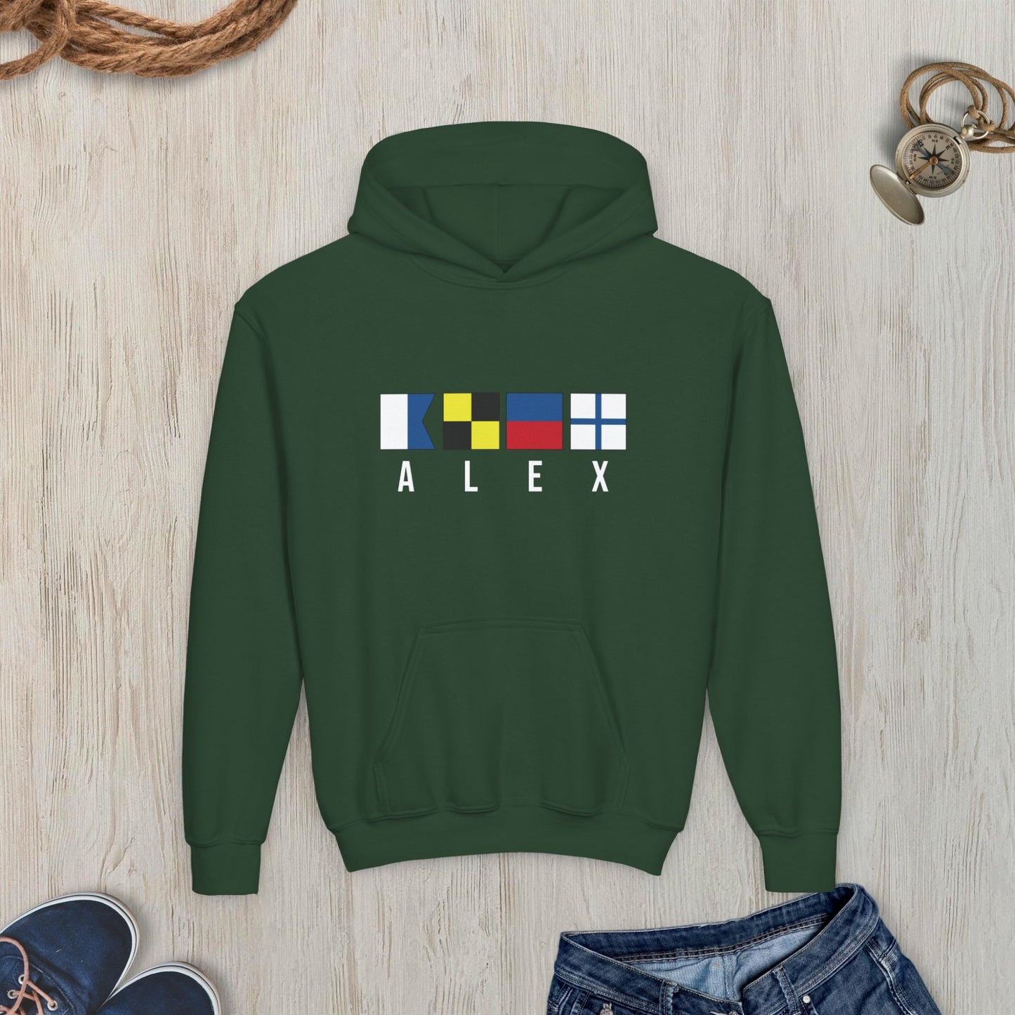 Nautical Signal Flags Youth Hoodie