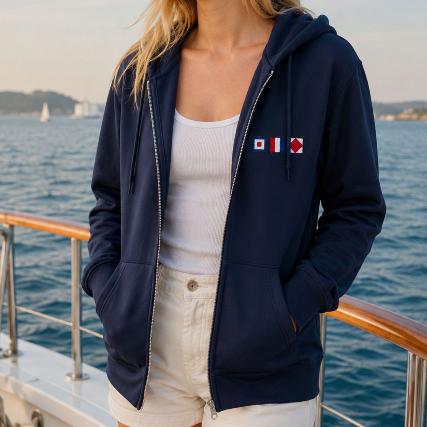 Personalized Nautical Signal Flag Zip Up Hoodie