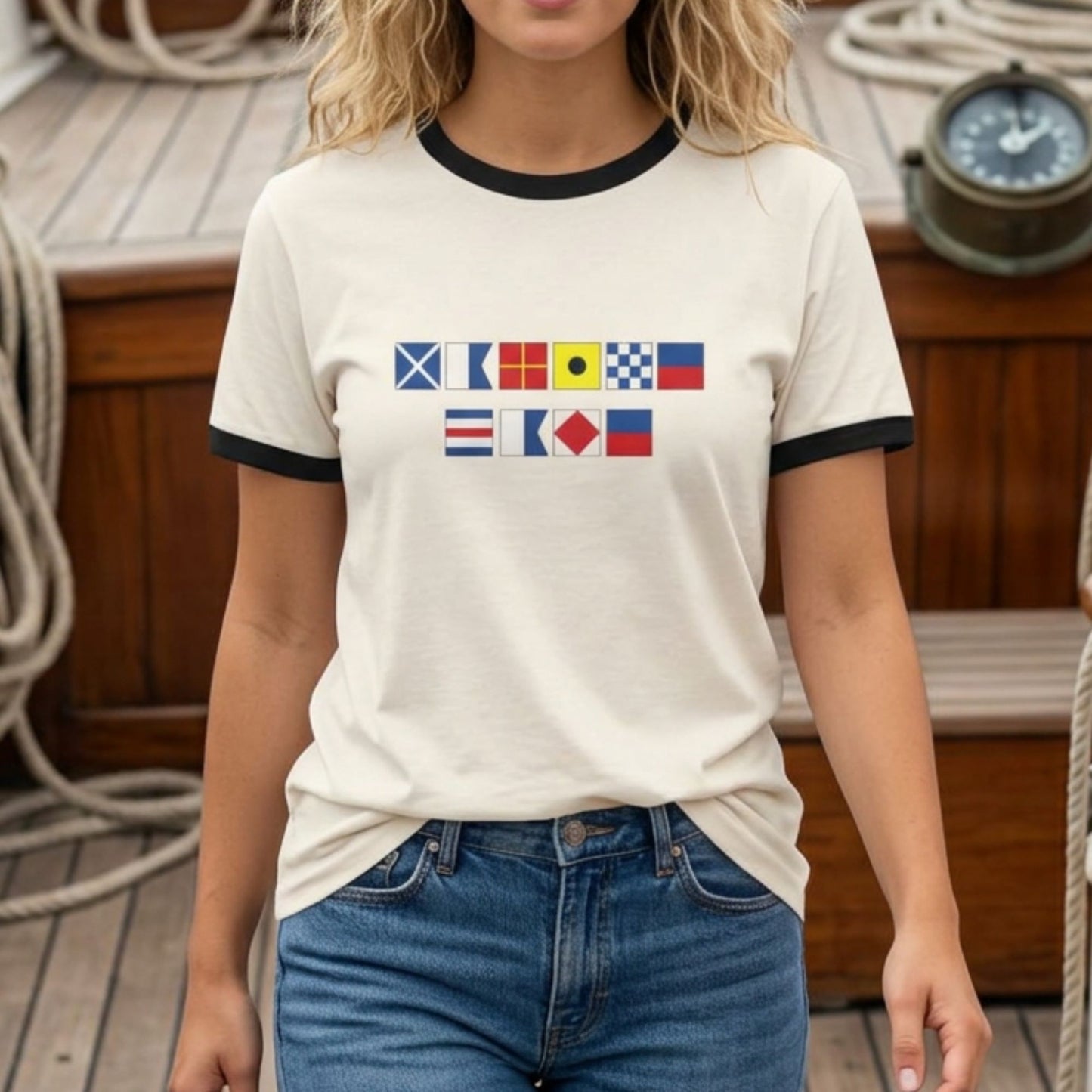 Personalized Nautical Flags Ringer T Shirt