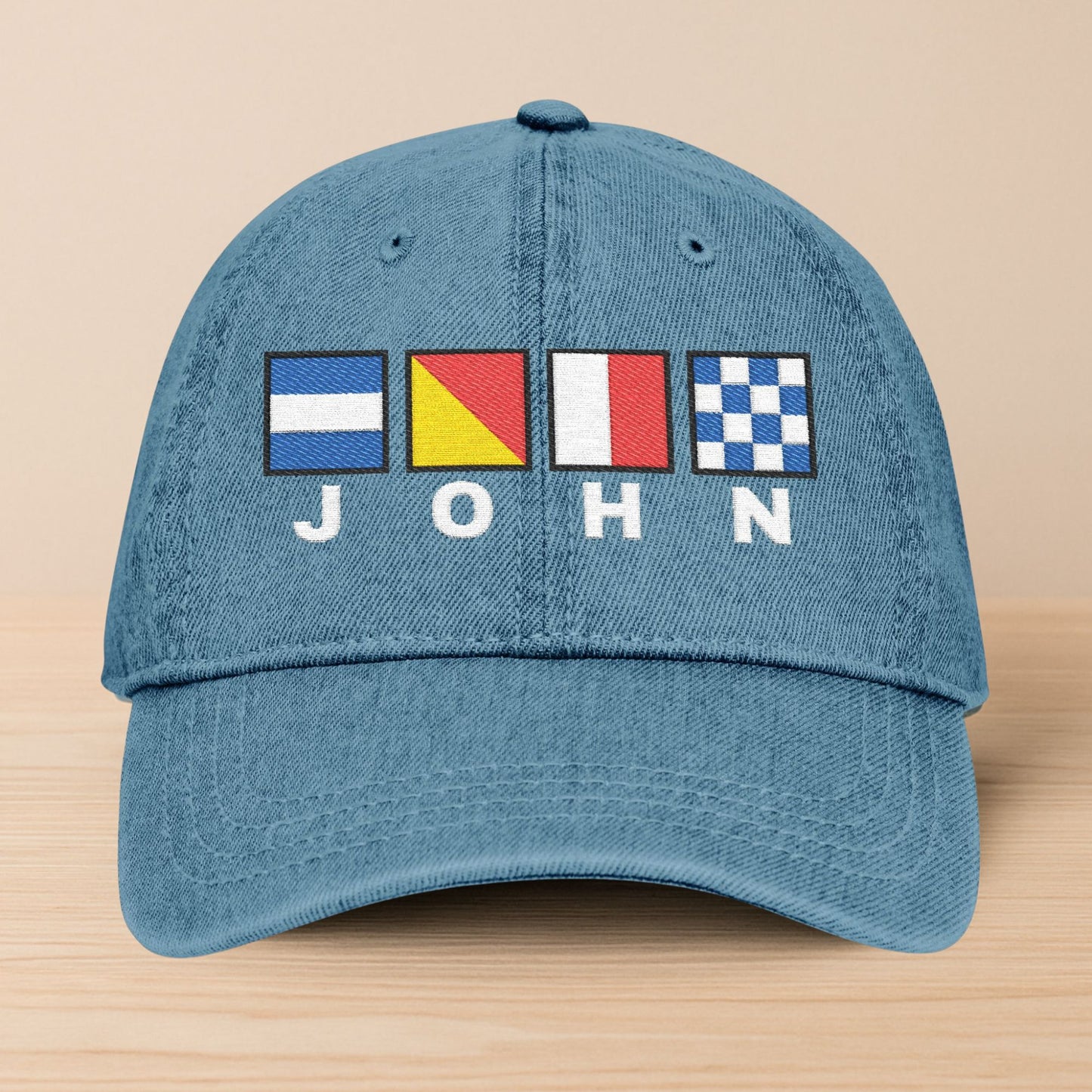 Nautical Flags Denim Hat with Text