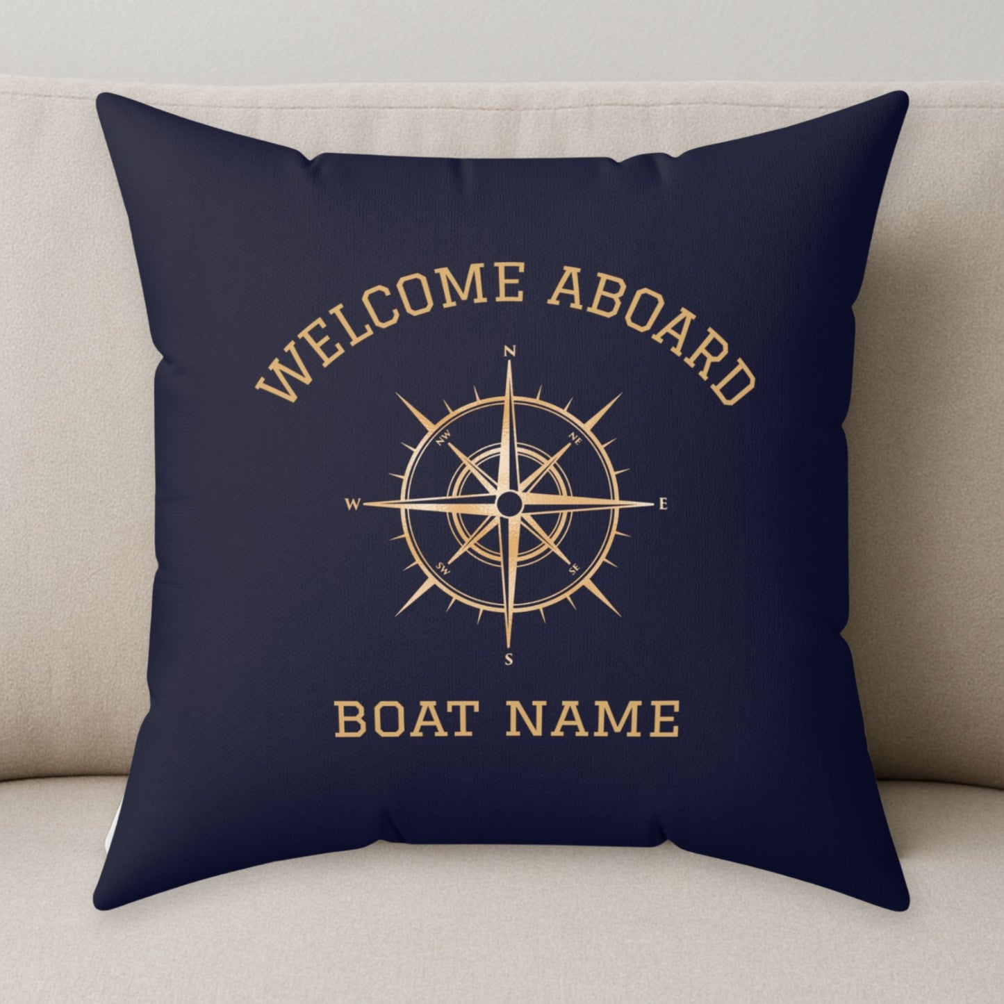 Navy Gold Compass Pillow