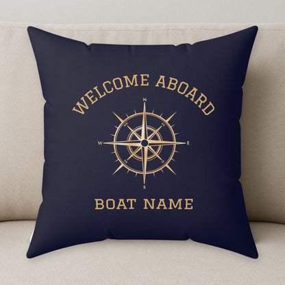 Navy Gold Compass Pillow