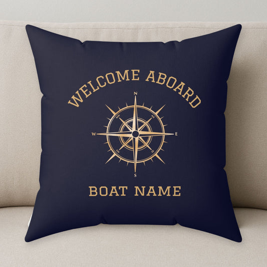 Navy Gold Compass Pillow