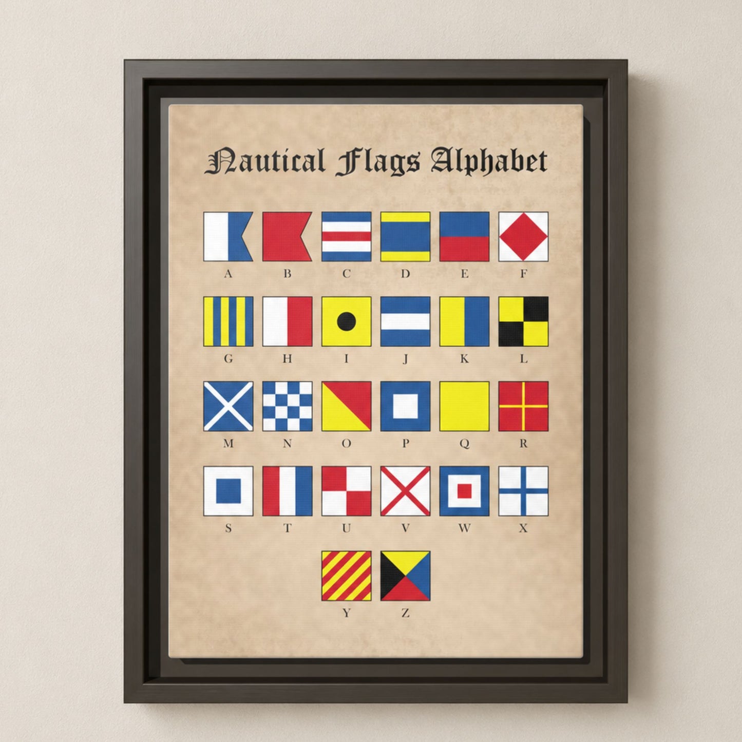 Nautical Flags Alphabet Framed Matte Canvas