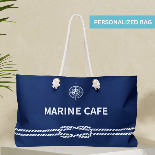 Custom Nautical Boat Tote Bag with Rope and Compass