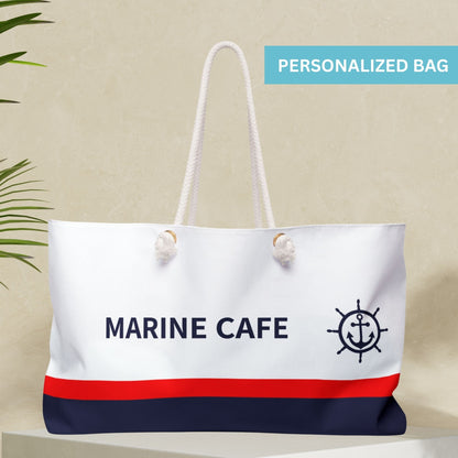 Custom Nautical Boat Tote Bag with Anchor and Ship Wheel