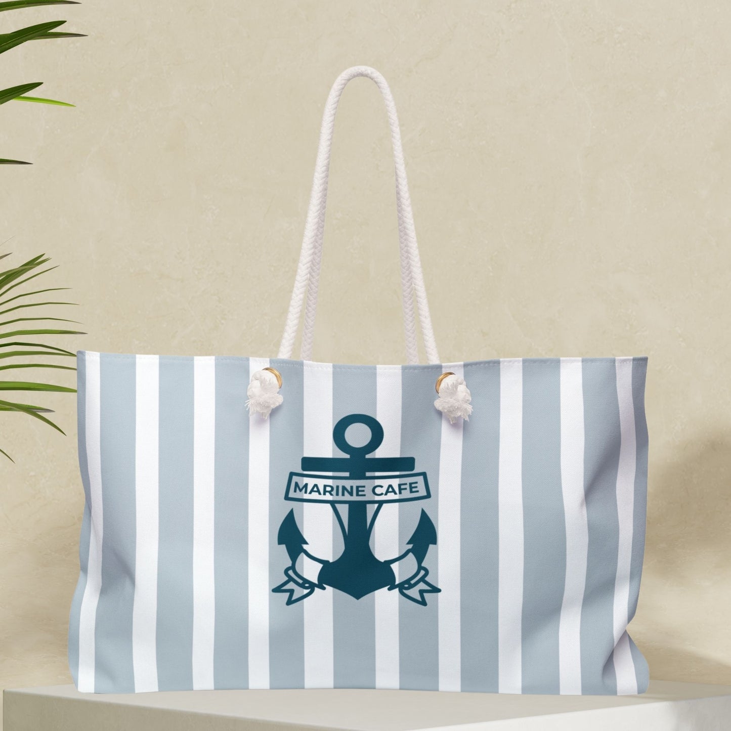 Sky Blue Nautical Weekender Bag with Anchor