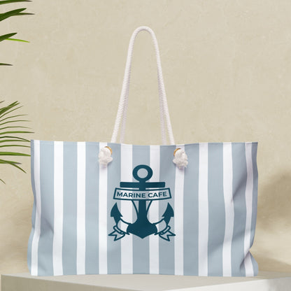 Sky Blue Nautical Weekender Bag with Anchor