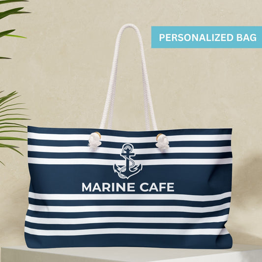Nautical Stripes Weekender Bag with Anchor