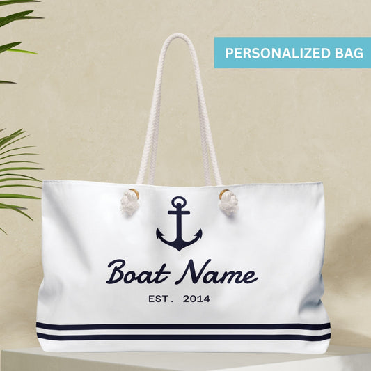 Personalized Nautical Anchor Bag with Boat Name and Port Location