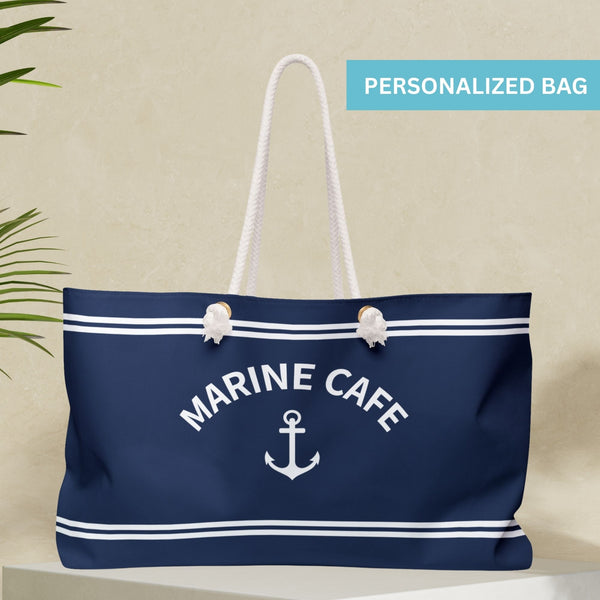 Custom Nautical Bag with Navy Stripes and Anchor
